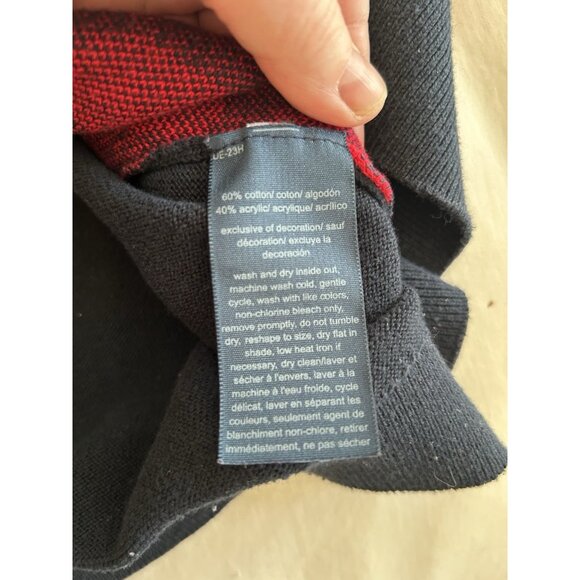 Vintage Tommy Hilfiger Sweater Navy w Red Hearts Cotton Logo Y2K Crew Neck XL - Picture 6 of 8